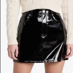 Frame Le Mini Black Glossy Miniskirt